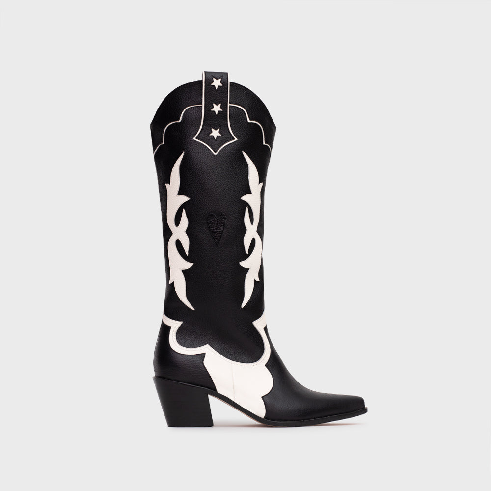 LUCKY HEARTS BLACK BONE BOOT