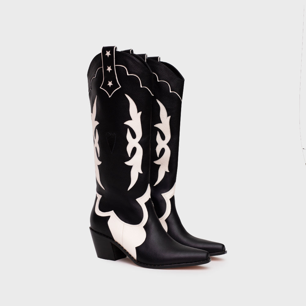 LUCKY HEARTS BLACK BONE BOOT