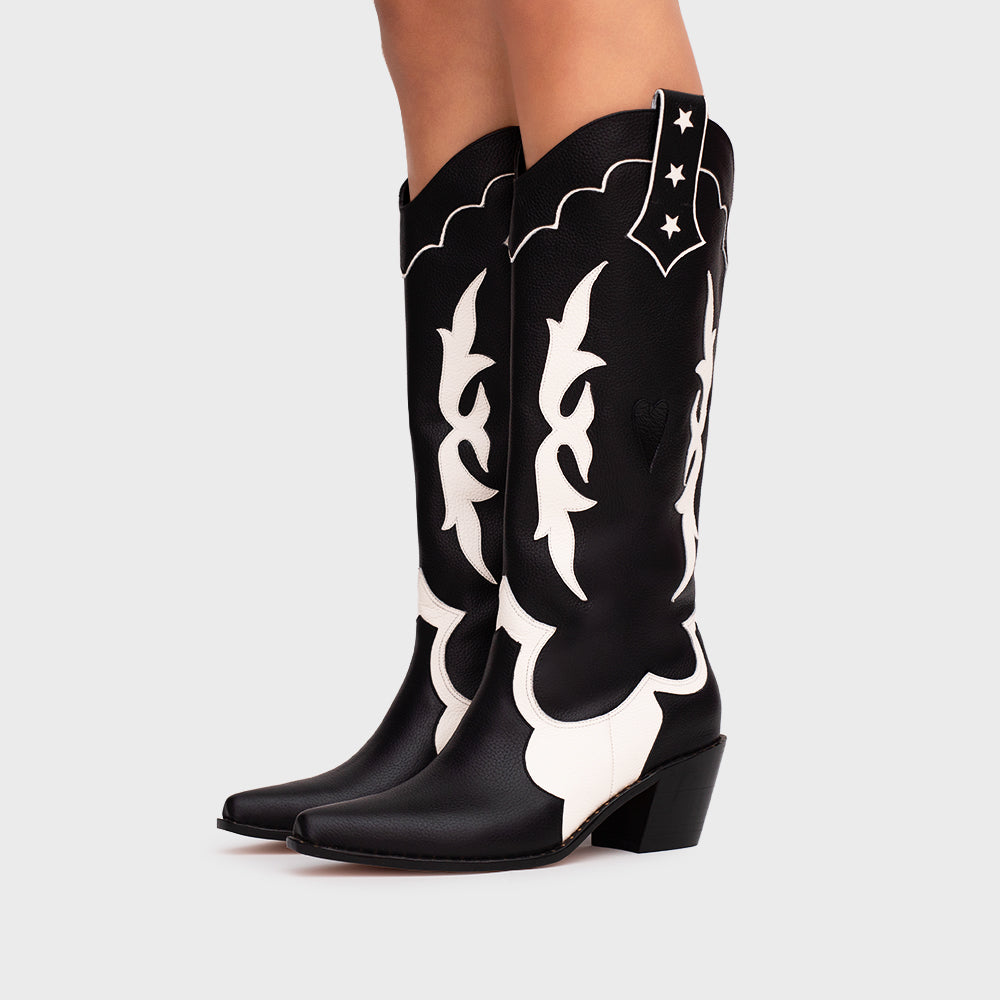 LUCKY HEARTS BLACK BONE BOOT