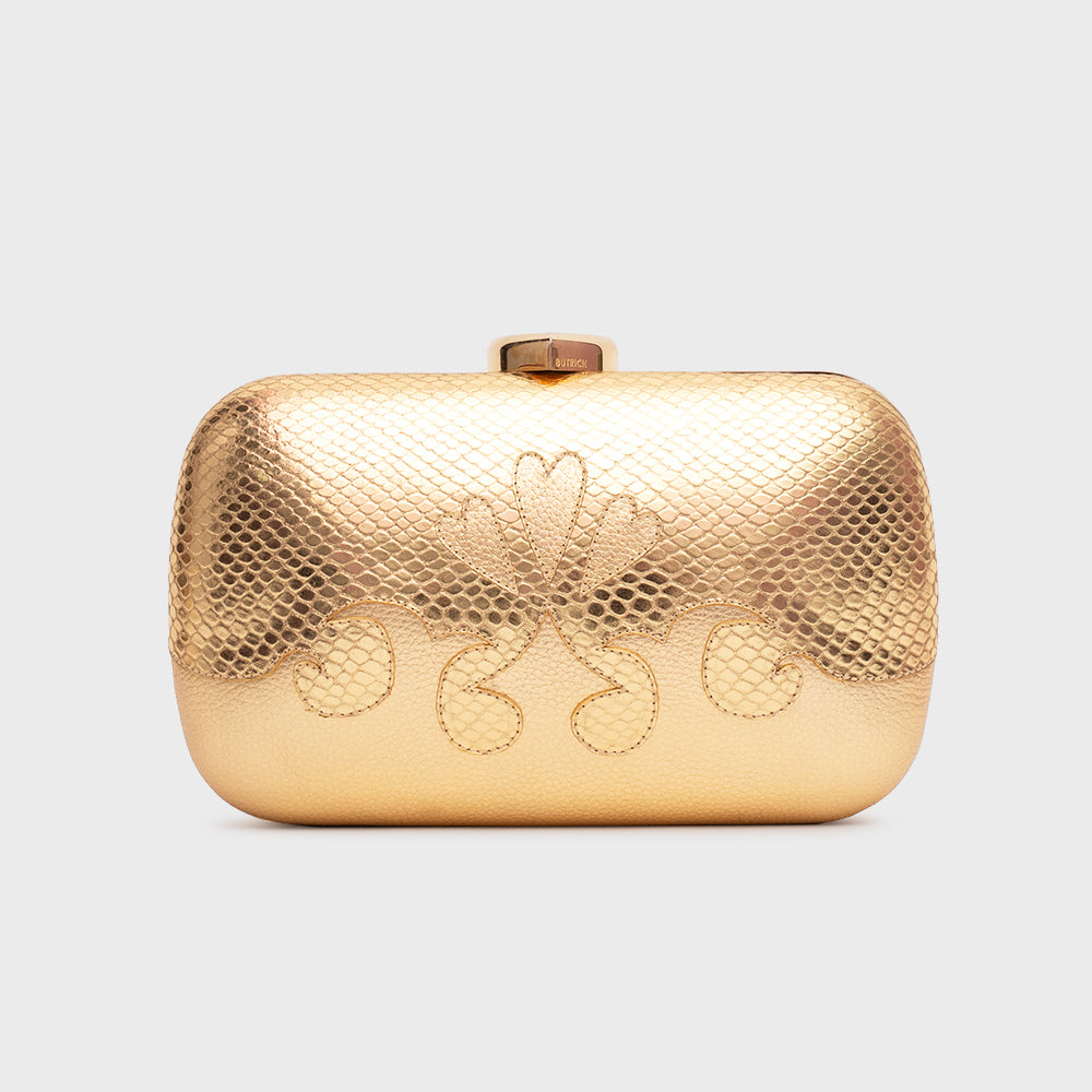 CLUTCH LUCKY HEARTS PILLBOX GOLD