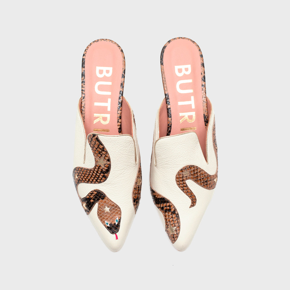 ANACONDA MULE FLAT IVORY