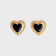 REMEDIOS HEART EARRING BLACK 