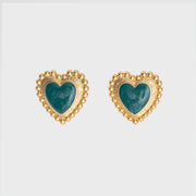 REMEDIOS HEART EARRING GREEN