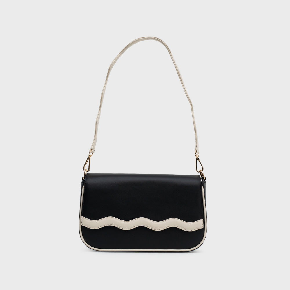 AYLA BAGUETTE BAG HUESO NEGRO