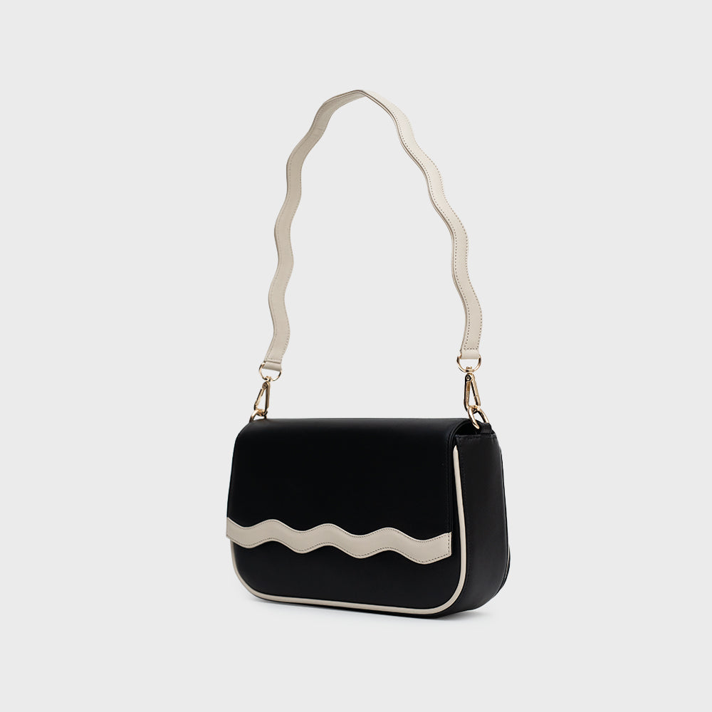 AYLA BAGUETTE BAG HUESO NEGRO