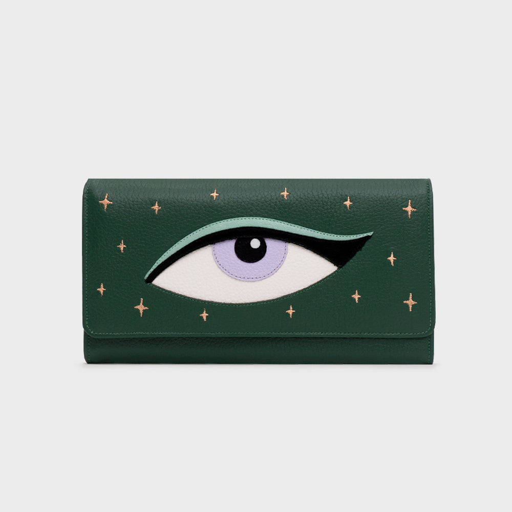 LUCKY EYE GREEN LONG WALLET