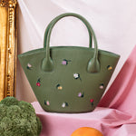 Load image into Gallery viewer, GREEN BLOSSOM TRAPEZE BAG
