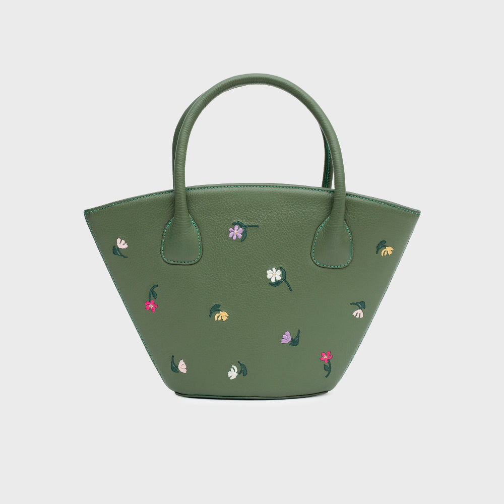 GREEN BLOSSOM TRAPEZE BAG