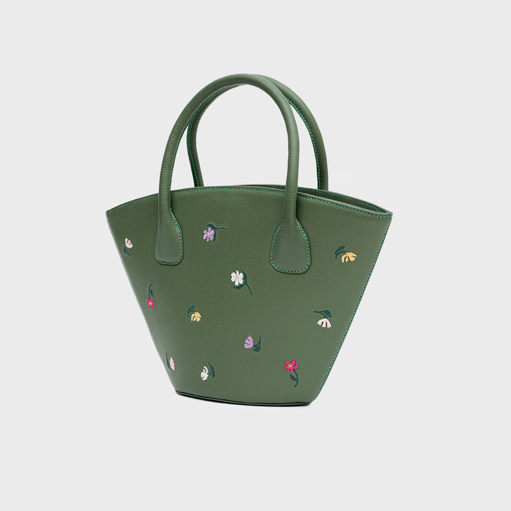 GREEN BLOSSOM TRAPEZE BAG