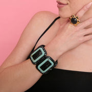 BRAZALETE CORDELIA NEGRO VERDE AGUA