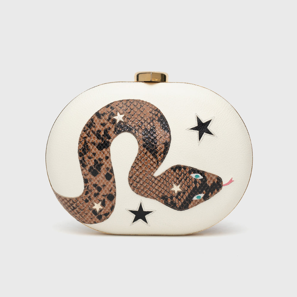 ANACONDA STARS IVORY CLUTCH