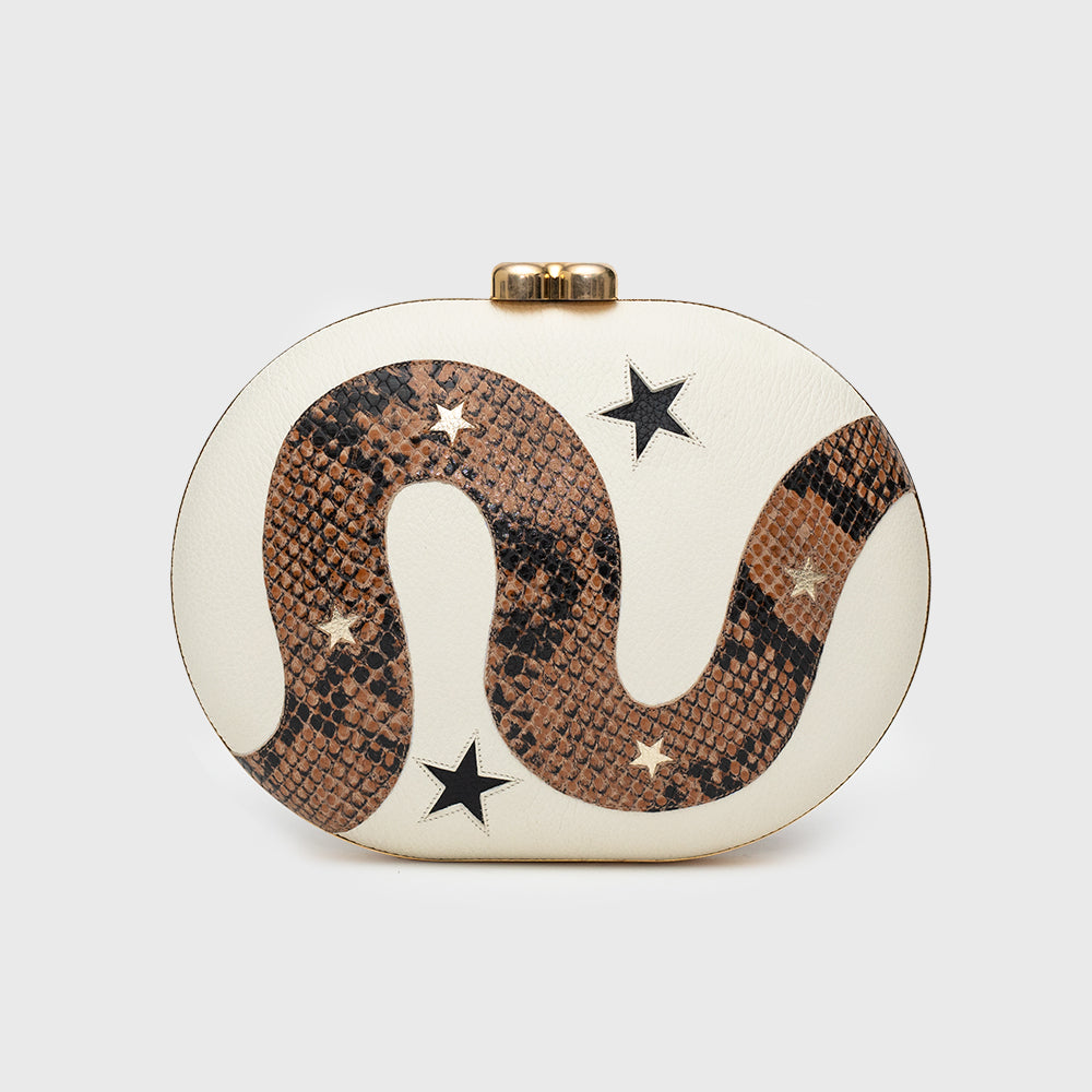 ANACONDA STARS IVORY CLUTCH