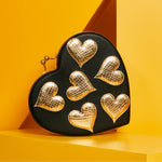 Load image into Gallery viewer, BLACK ROSALIE HEART CLUTCH
