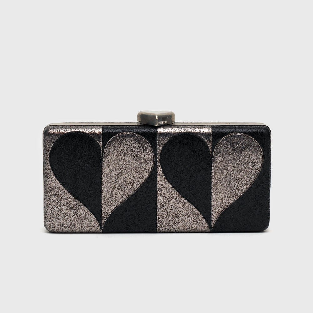 CLUTCH MANDY RECTANGULAR BLACK PLATINUM