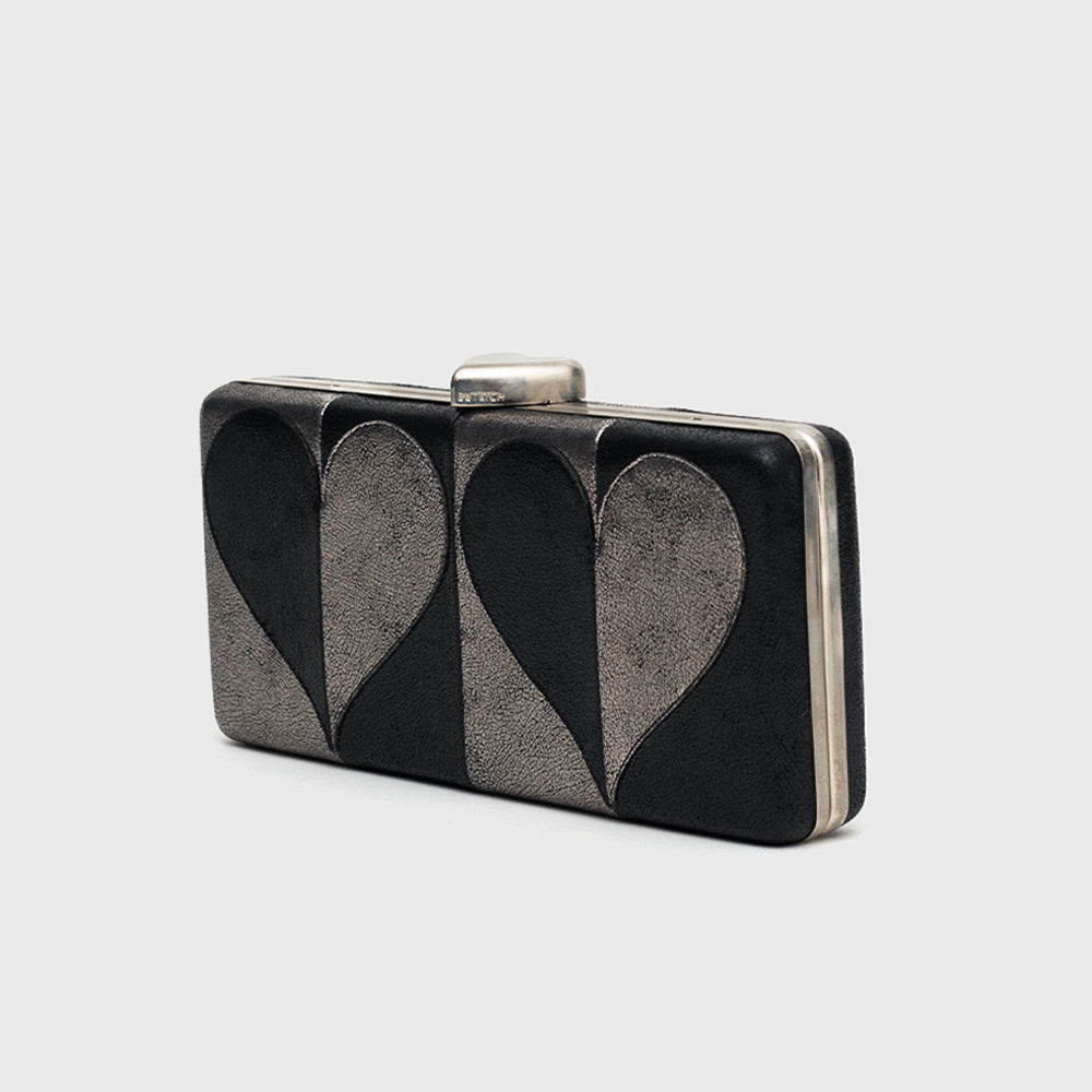 CLUTCH MANDY RECTANGULAR BLACK PLATINUM