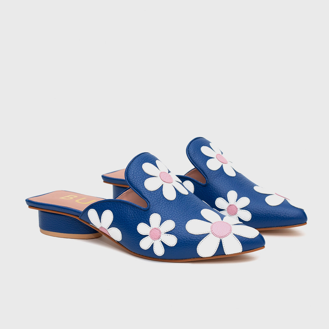 FREDA MULE FLAT BLUE