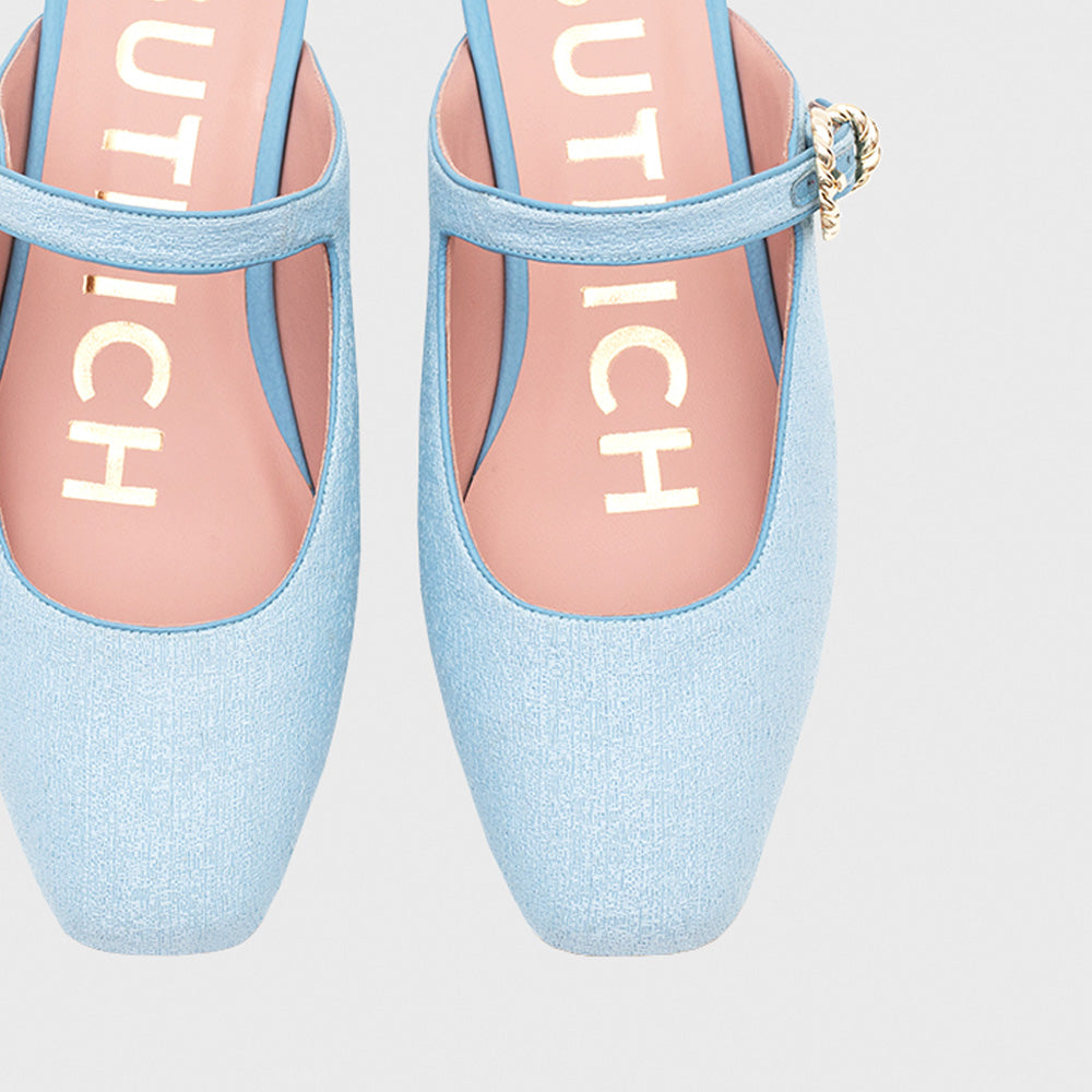 KENZA MULE FLAT CELESTE