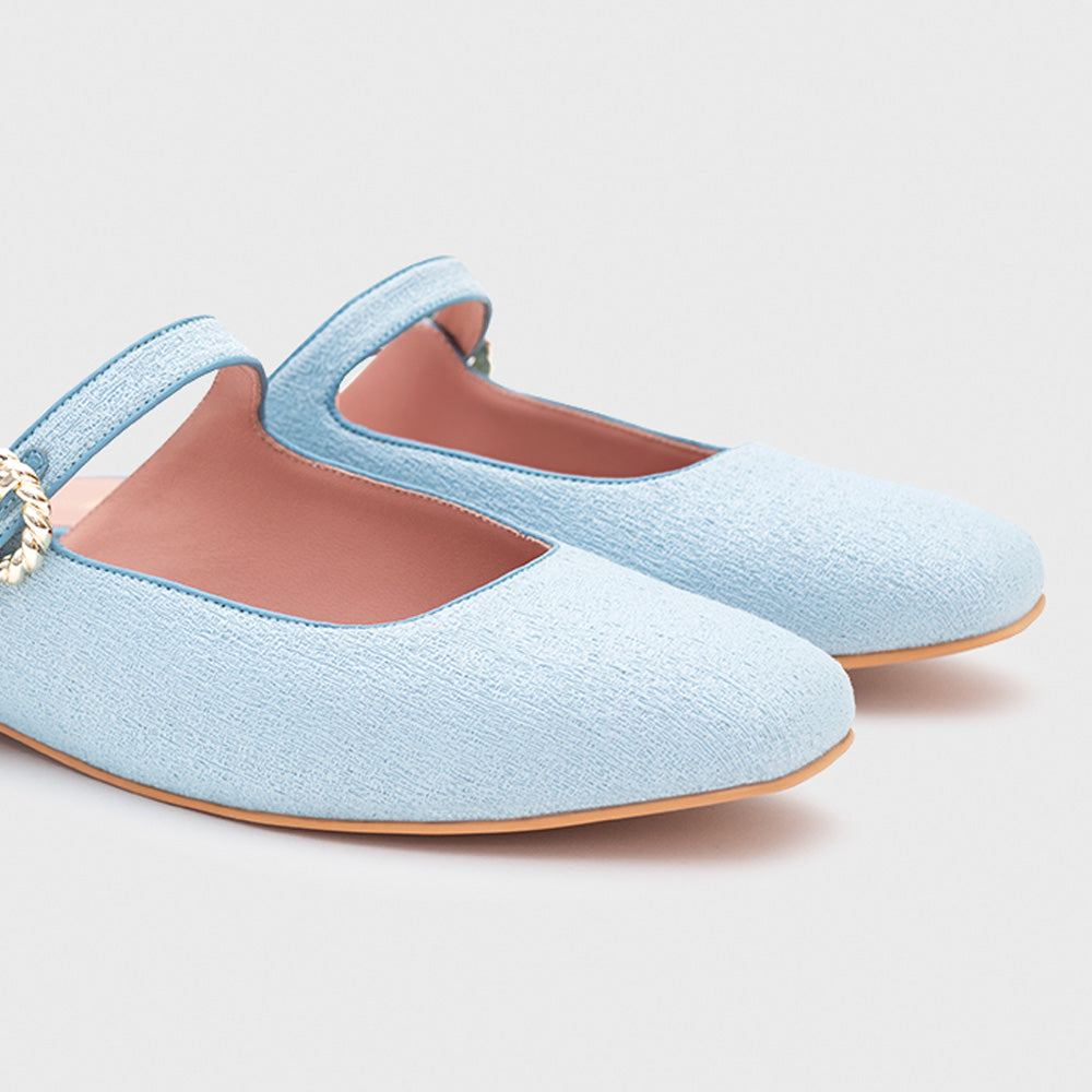 KENZA MULE FLAT CELESTE