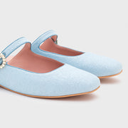 KENZA MULE FLAT CELESTE
