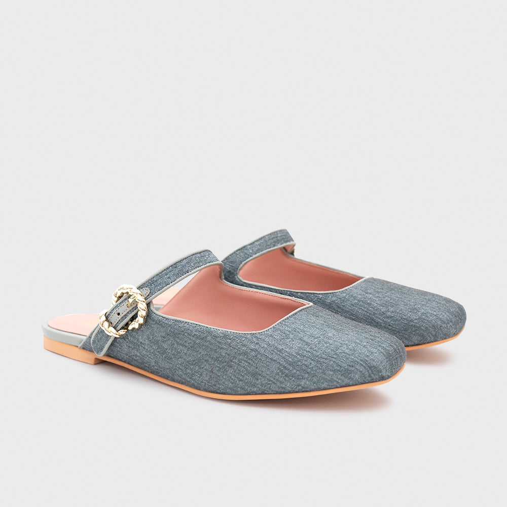 KENZA MULE FLAT GRIS