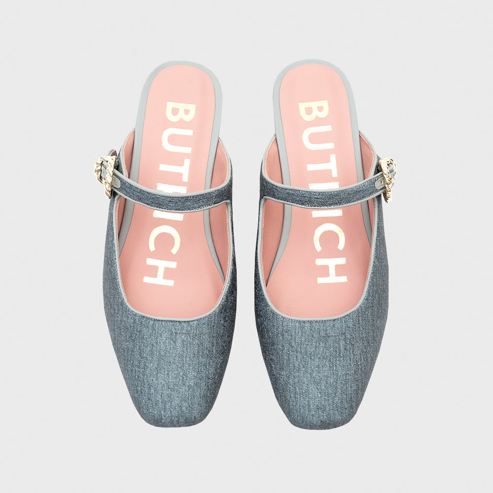 KENZA MULE FLAT GRIS