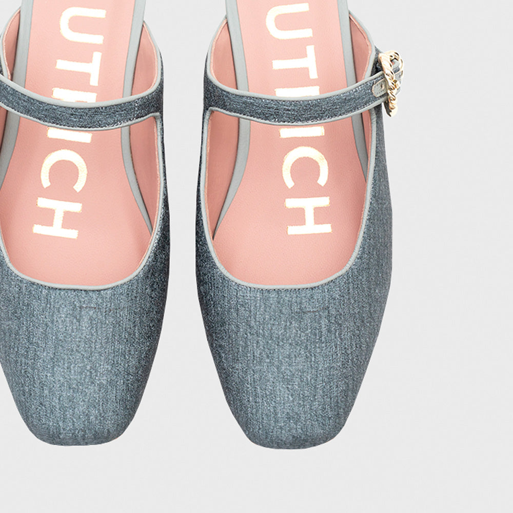 KENZA MULE FLAT GRIS