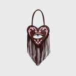 Load image into Gallery viewer, LUCKY EYE HEART FRINGES BAG MARRÓN
