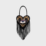 Cargue la imagen en el visor de la galería, LUCKY EYE HEART FRINGES BAG NEGRO
