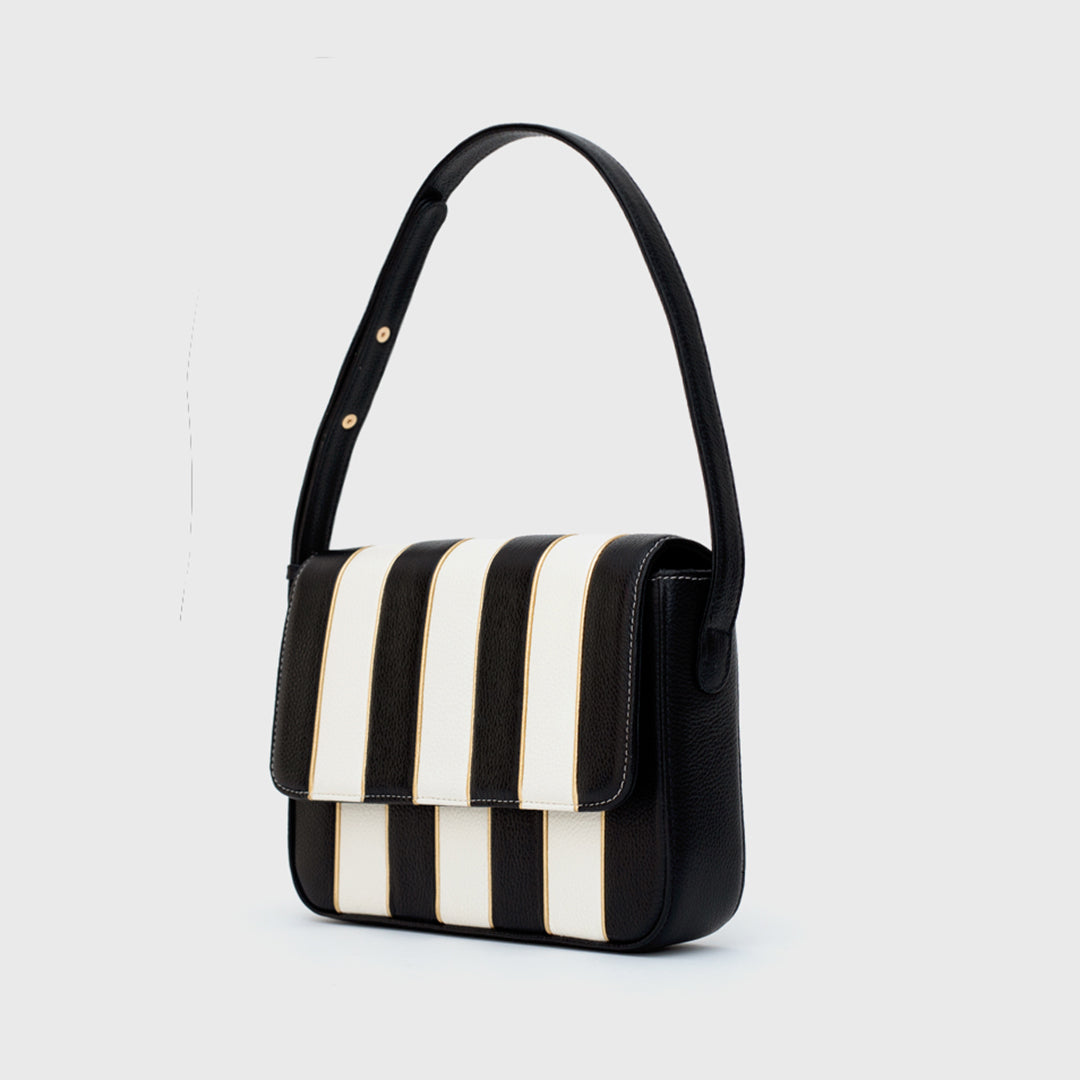 LUDOVICA FLAP BAG HUESO NEGRO