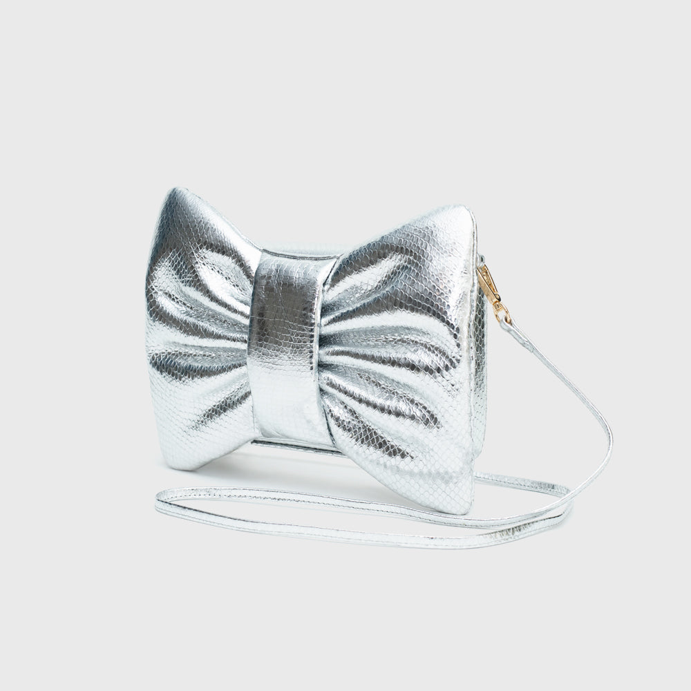 SILVER MINI BOW BAG