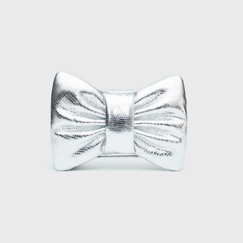 SILVER MINI BOW BAG