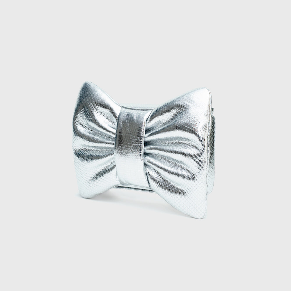 SILVER MINI BOW BAG