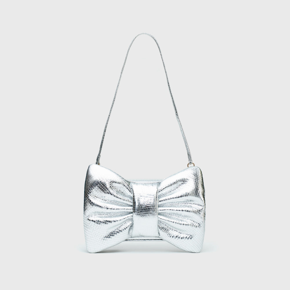 SILVER MINI BOW BAG