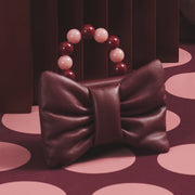 NAILA BEADED BOW BAG BORGOÑA