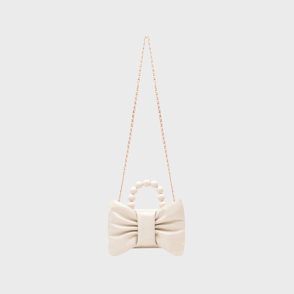 NAILA BEADED BOW BAG HUESO