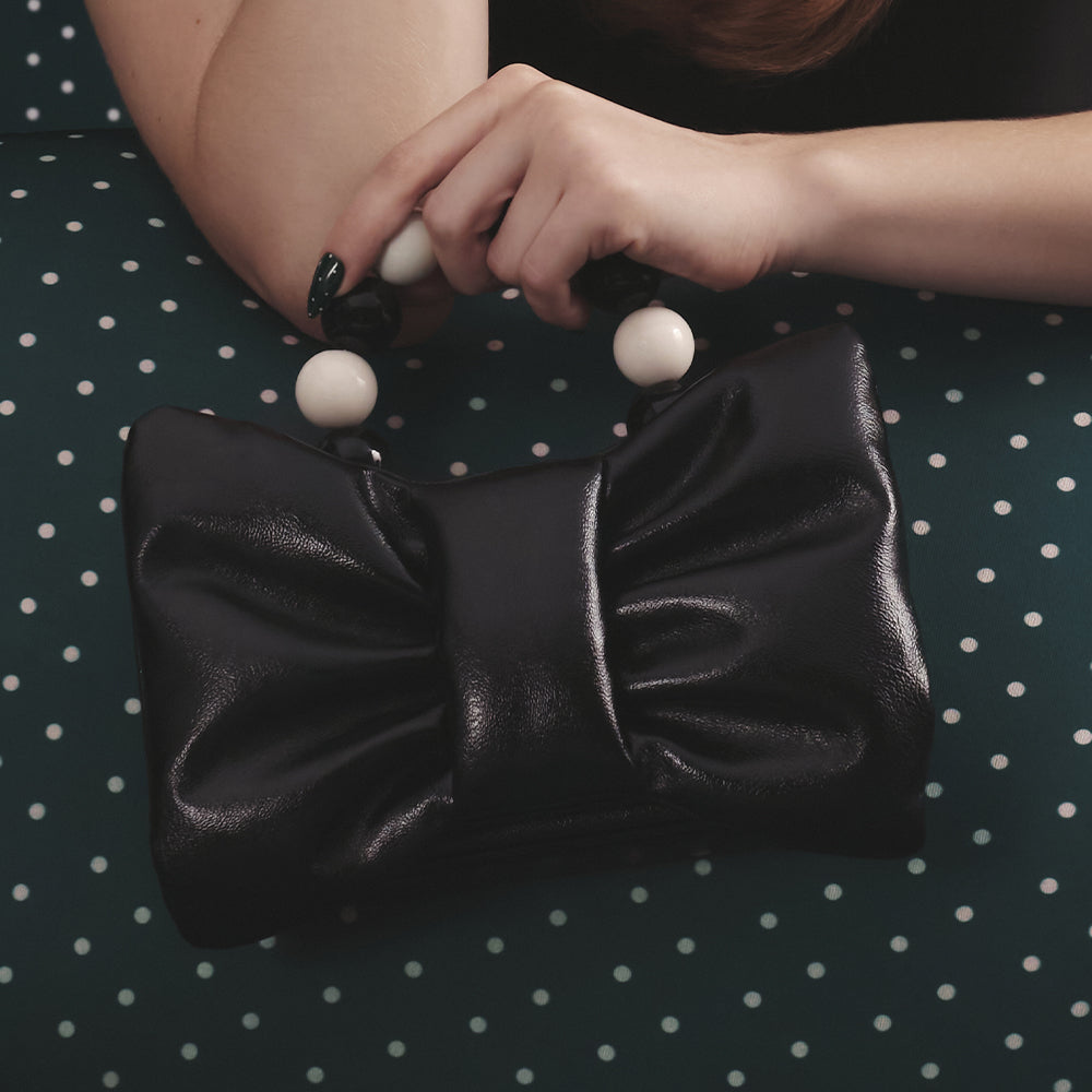 NAILA BEADED BOW BAG NEGRO
