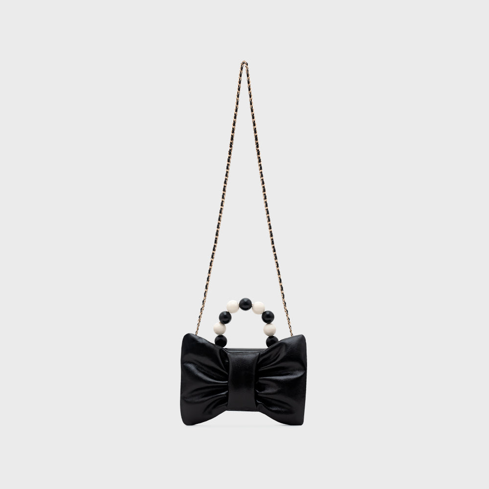 NAILA BEADED BOW BAG NEGRO