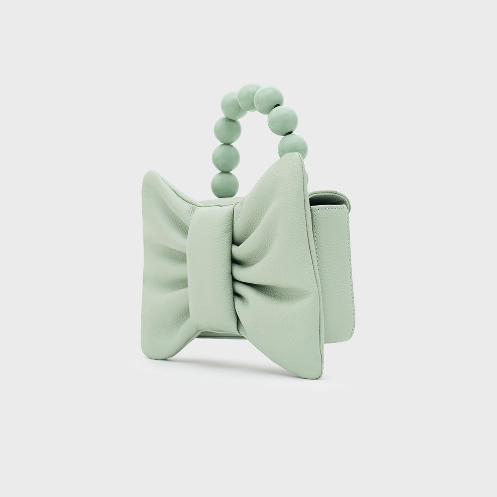 NAILA BEADED BOW BAG VERDE