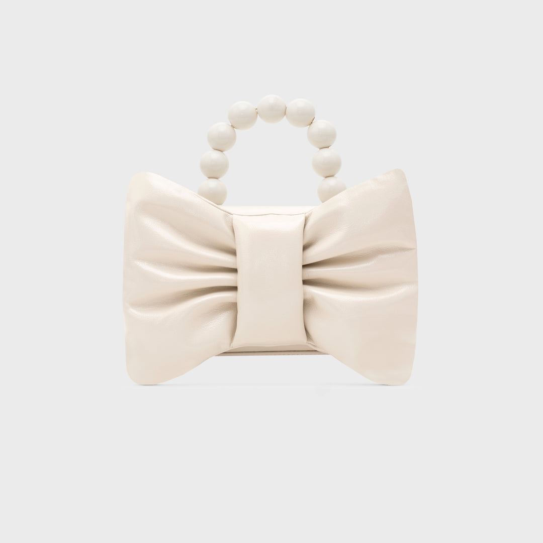 NAILA BEADED BOW BAG HUESO