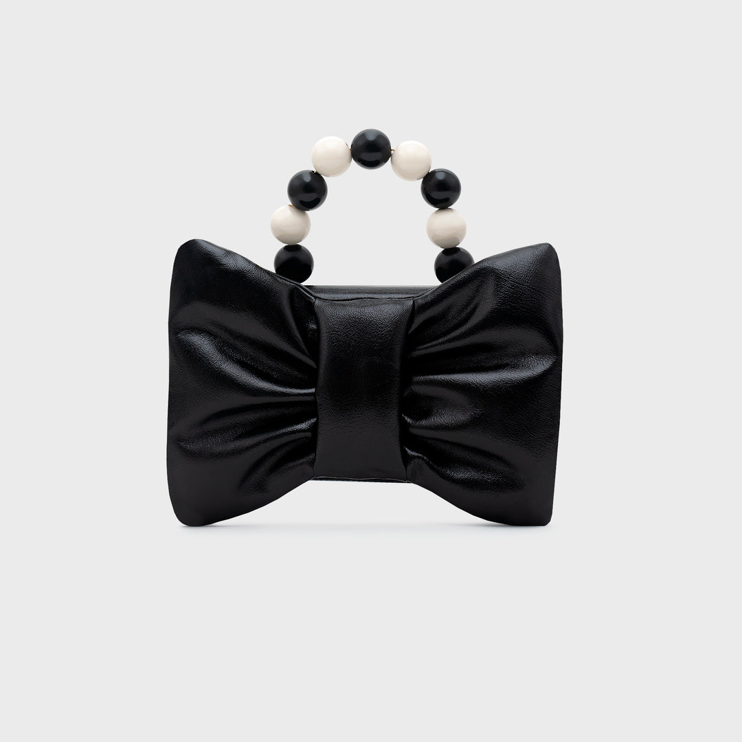 NAILA BEADED BOW BAG NEGRO