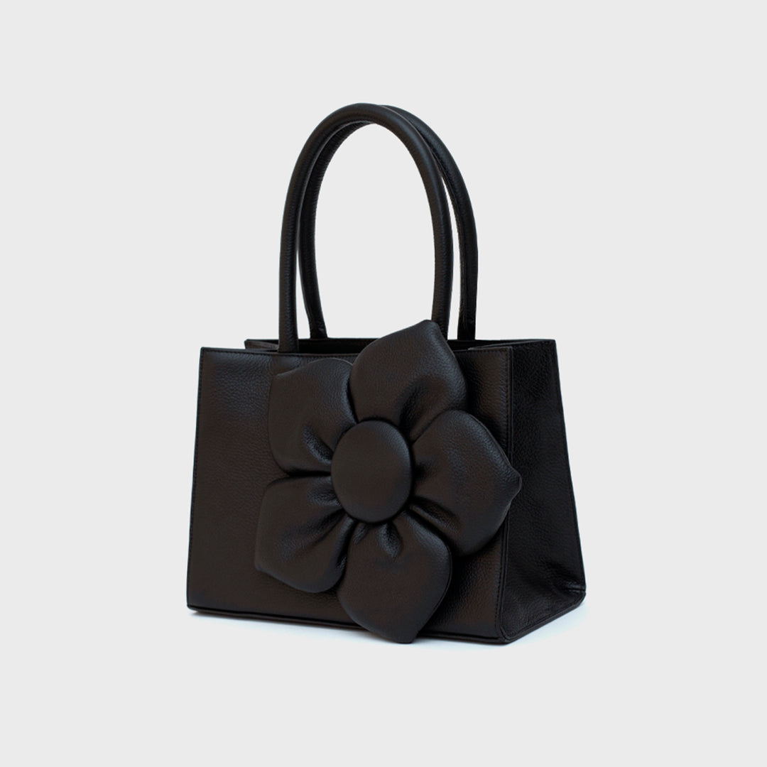 SQUARED FLORAL BAG NEGRO