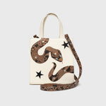 Load image into Gallery viewer, SQUARE TOTE BAG ANACONDA IVORY
