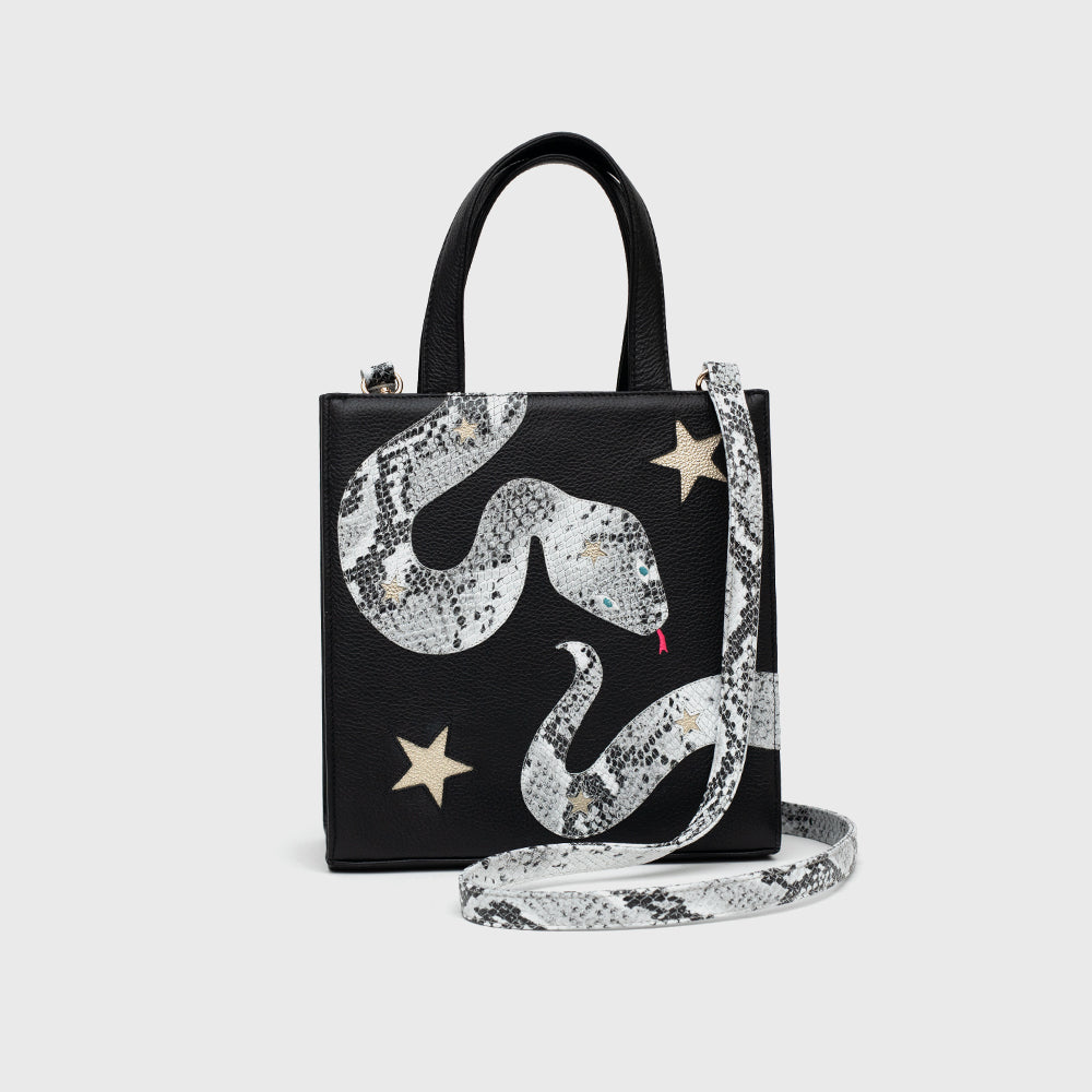 SQUARE TOTE BAG ANACONDA NEGRO