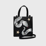 Load image into Gallery viewer, SQUARE TOTE BAG ANACONDA BLACK
