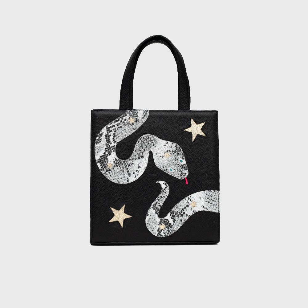 SQUARE TOTE BAG ANACONDA NEGRO