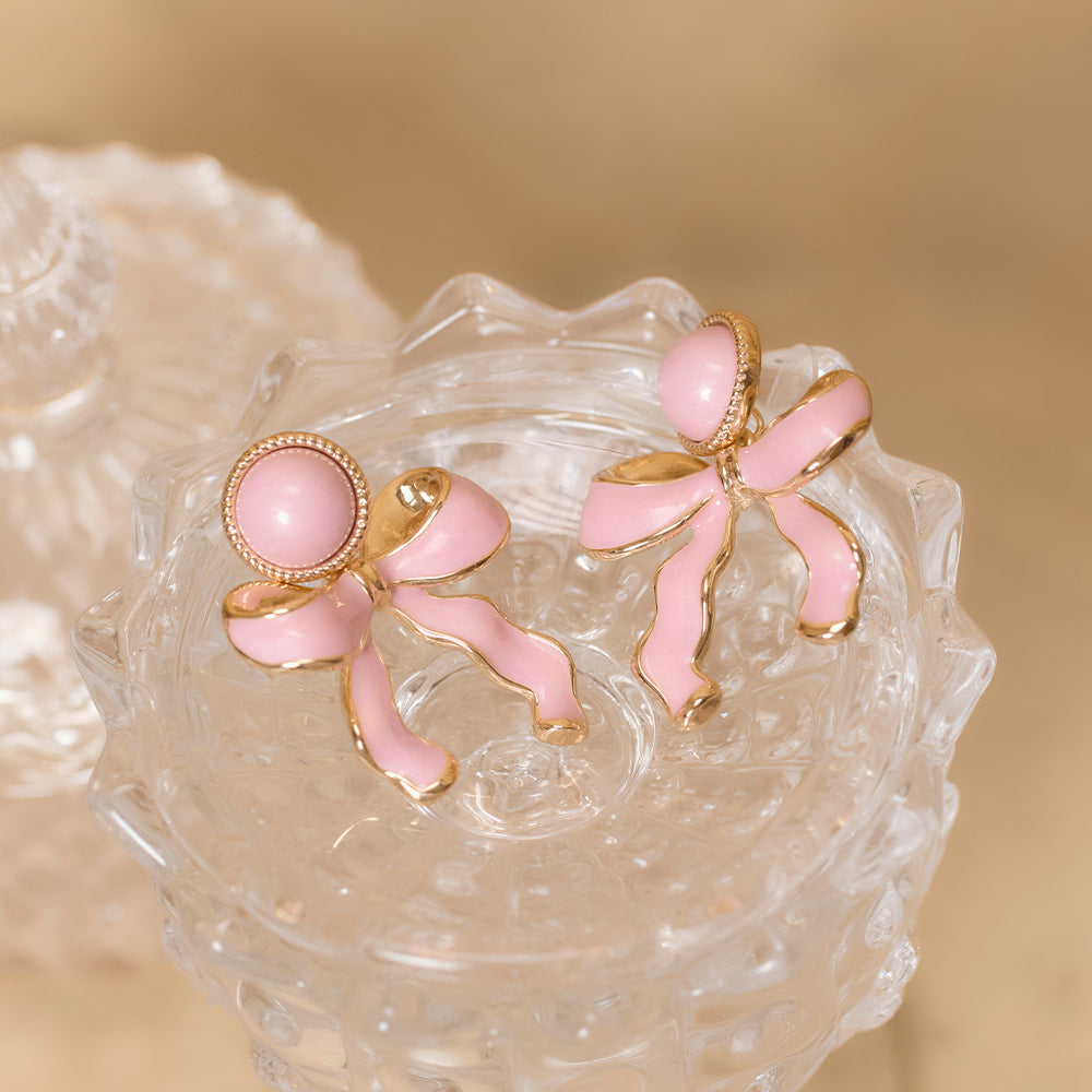 PINK MARIE BOW EARRING