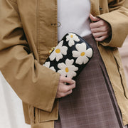 Heart Flowers Wildwood Black Clutch Ivory