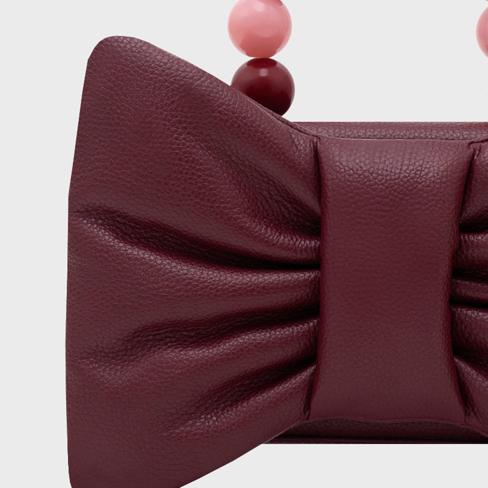 NAILA BEADED BOW BAG BORGOÑA