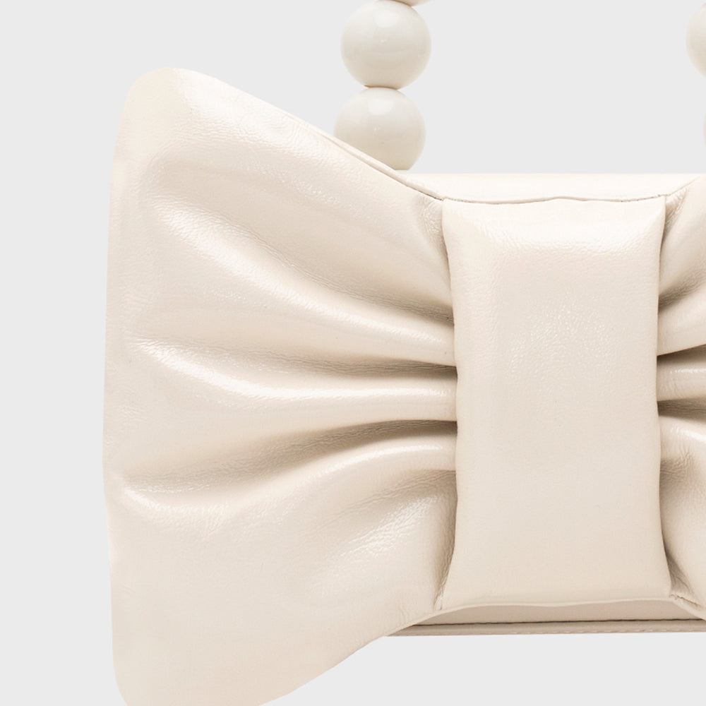 NAILA BEADED BOW BAG HUESO