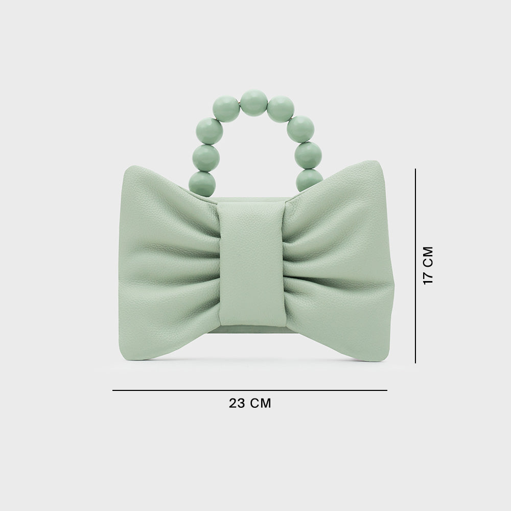 NAILA BEADED BOW BAG VERDE